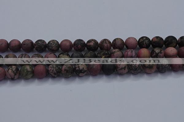 CRD27 15.5 inches 12mm round matte rhodonite beads wholesale