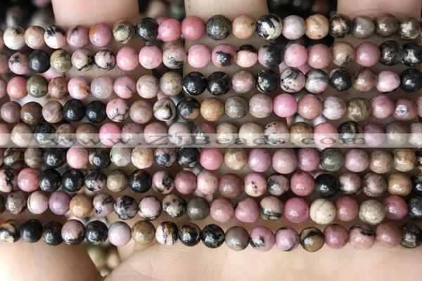 CRD350 15.5 inches 4mm round rhodonite beads wholesale