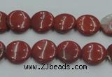 CRE06 16 inches 12mm flat round natural red jasper beads wholesale