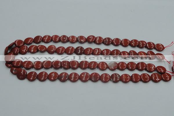 CRE06 16 inches 12mm flat round natural red jasper beads wholesale