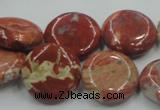 CRE08 16 inches 20mm flat round natural red jasper beads wholesale