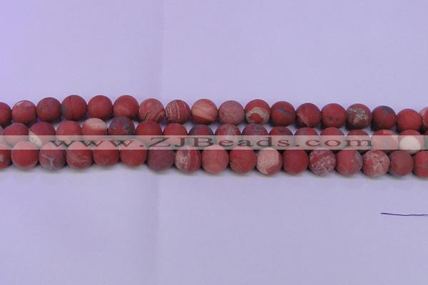 CRE163 15.5 inches 10mm round matte red jasper beads