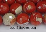 CRE334 15.5 inches 12mm faceted round red jasper beads