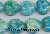 CRF134 15.5 inches 18*18mm heart dyed rain flower stone beads