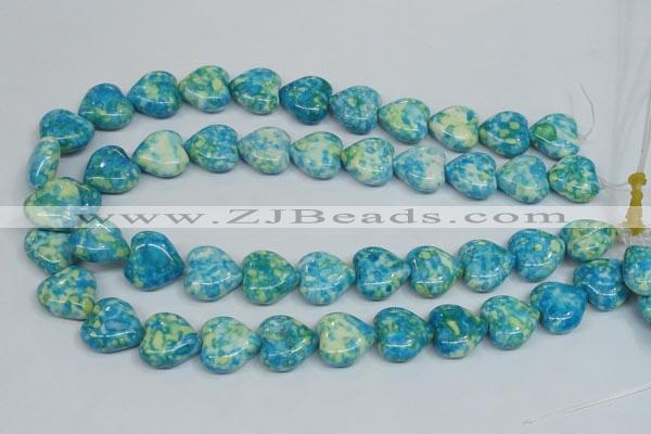 CRF134 15.5 inches 18*18mm heart dyed rain flower stone beads