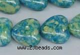 CRF135 15.5 inches 20*20mm heart dyed rain flower stone beads