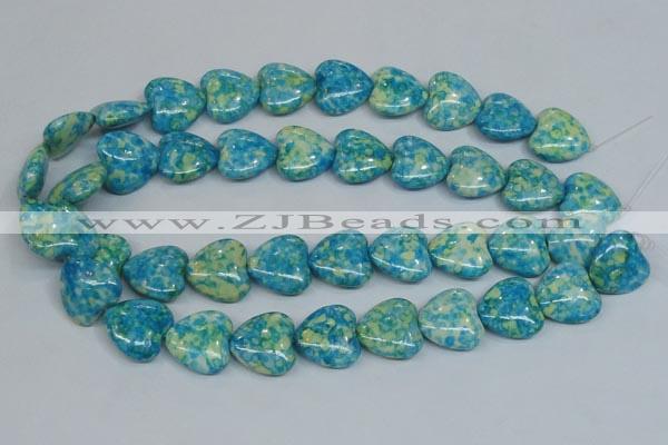 CRF135 15.5 inches 20*20mm heart dyed rain flower stone beads