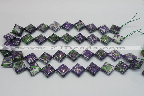 CRF19 15.5 inches 15*15mm diamond dyed rain flower stone beads
