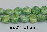 CRF196 15.5 inches 10mm flat round dyed rain flower stone beads
