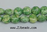 CRF196 15.5 inches 10mm flat round dyed rain flower stone beads