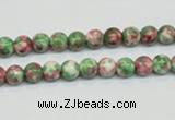 CRF21 15.5 inches 4mm round dyed rain flower stone beads wholesale