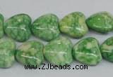 CRF212 15.5 inches 14*14mm heart dyed rain flower stone beads