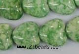 CRF215 15.5 inches 20*20mm heart dyed rain flower stone beads