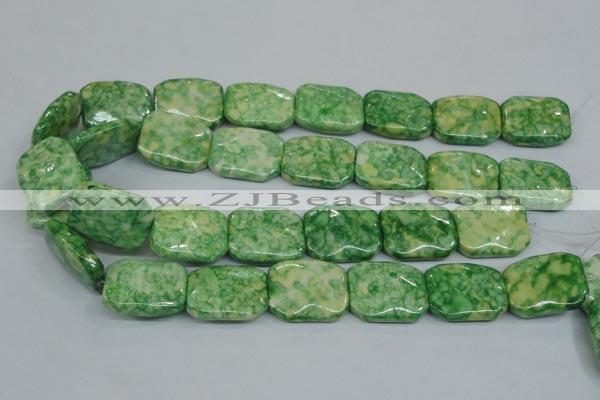 CRF225 15.5 inches 20*26mm rectangle dyed rain flower stone beads