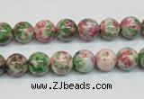 CRF23 15.5 inches 8mm round dyed rain flower stone beads wholesale