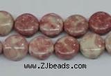 CRF255 15.5 inches 10mm flat round dyed rain flower stone beads