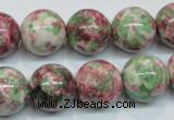 CRF27 15.5 inches 16mm round dyed rain flower stone beads wholesale