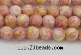 CRF314 15.5 inches 4mm round dyed rain flower stone beads wholesale