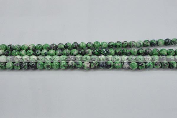 CRF349 15.5 inches 4mm round dyed rain flower stone beads wholesale