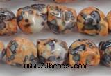 CRF360 15.5 inches 11*12mm skull dyed rain flower stone beads