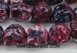 CRF364 15.5 inches 11*12mm skull dyed rain flower stone beads