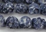 CRF367 15.5 inches 11*12mm skull dyed rain flower stone beads