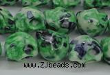 CRF372 15.5 inches 11*12mm skull dyed rain flower stone beads