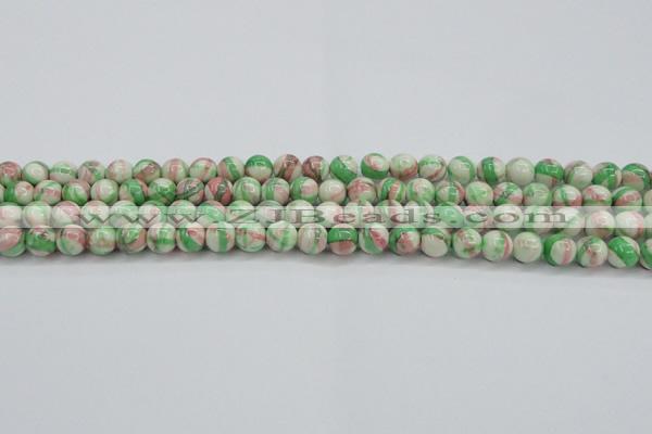 CRF381 15.5 inches 6mm round dyed rain flower stone beads wholesale