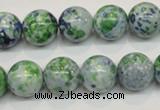 CRF47 15.5 inches 14mm round dyed rain flower stone beads wholesale