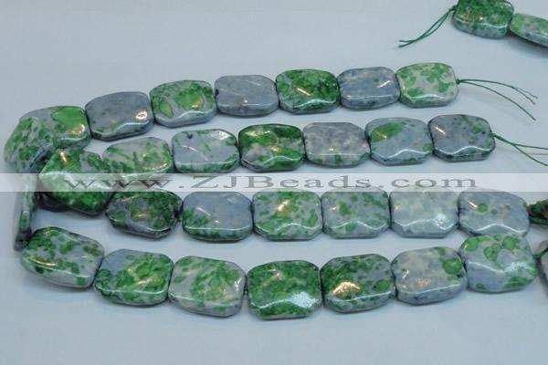 CRF54 15.5 inches 20*26mm rectangle dyed rain flower stone beads
