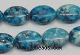 CRF71 15.5 inches 13*18mm oval dyed rain flower stone beads wholesale