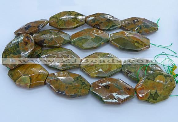 CRH154 15.5 inches 32*45mm - 35*50mm faceted freeform rhyolite beads