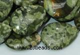 CRH49 15.5 inches 22*30mm flat teardrop rhyolite beads wholesale