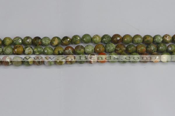 CRH528 15.5 inches 8mm faceted round rhyolite beads wholesale