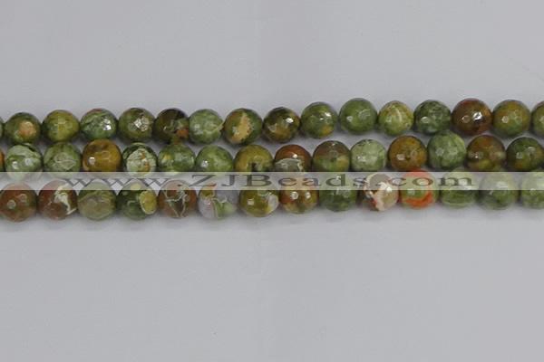 CRH530 15.5 inches 12mm faceted round rhyolite beads wholesale