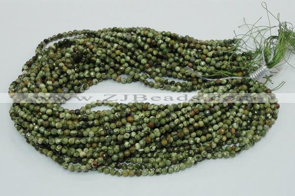 CRH54 15.5 inches 4mm faceted round rhyolite beads wholesale