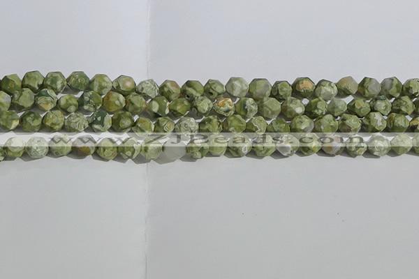 CRH554 15.5 inches 8mm faceted nuggets matte rhyolite gemstone beads