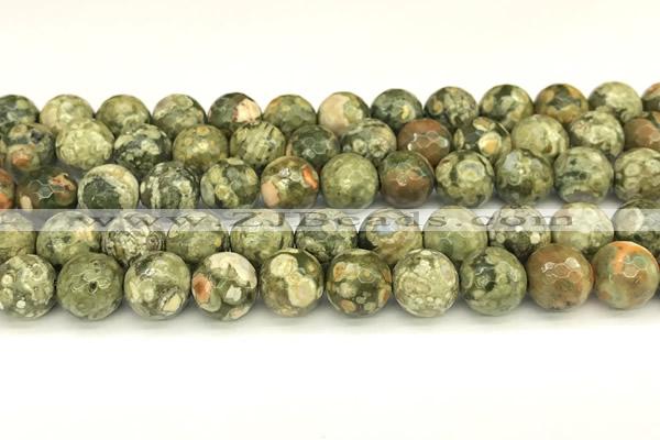 CRH582 15 inches 10mm faceted round rhyolite beads wholesale