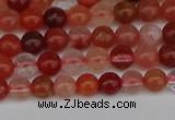 CRH600 15.5 inches 4mm round red rabbit hair quartz beads