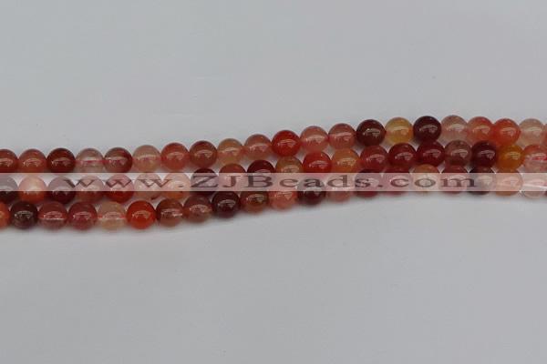 CRH601 15.5 inches 6mm round red rabbit hair quartz beads