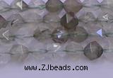 CRH611 15.5 inches 6mm faceted nuggets green rabbit hair beads