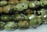 CRH68 15.5 inches 10*15mm faceted rice rhyolite beads wholesale