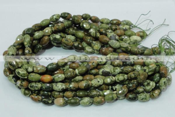 CRH68 15.5 inches 10*15mm faceted rice rhyolite beads wholesale