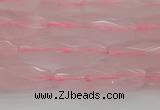 CRI02 15.5 inches 10*30mm faceted rice rose quartz beads wholesale