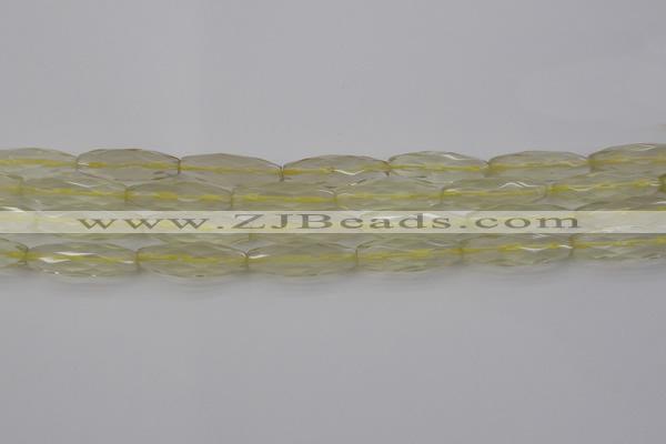 CRI03 15.5 inches 10*30mm faceted rice lemon quartz beads wholesale