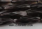 CRI06 15.5 inches 10*30mm faceted rice smoky quartz beads wholesale