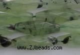 CRI07 15.5 inches 10*30mm faceted rice green rutilated quartz beads