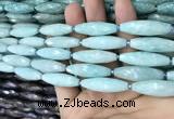 CRI110 15.5 inches 10*30mm faceted rice amazonite gemstone beads