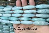 CRI111 15.5 inches 10*30mm faceted rice amazonite gemstone beads