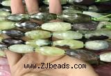 CRI116 15.5 inches 10*30mm faceted rice green garnet beads